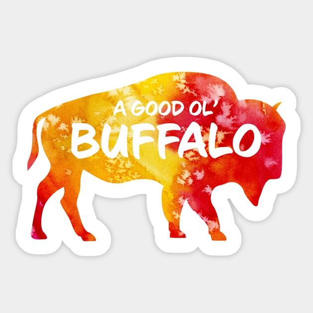 Buffalo Critter - Watercolor Background Sticker by Wright Art